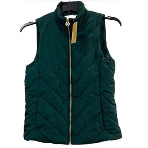 Michael Michael Kors Dark Emerald Green Puffer Vest Size L  NWT